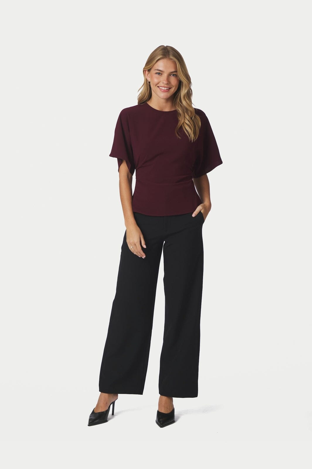 Neo Noir - Miriel Drape Blouse 170119 - 182 - Plum