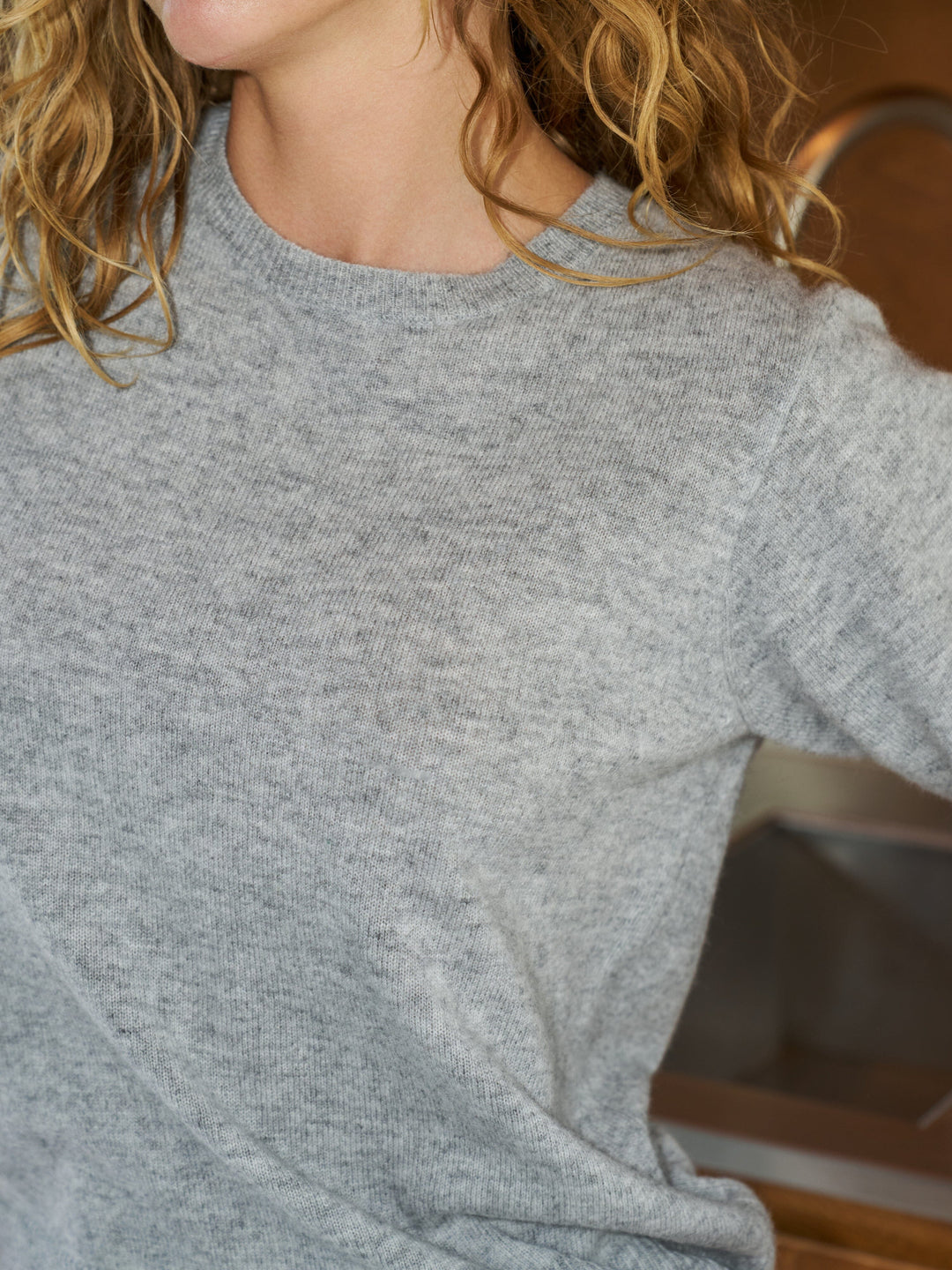 Neo Noir - Missy Wool Knit Tee 167772 - 133 - Grey Melange Strikbluser 