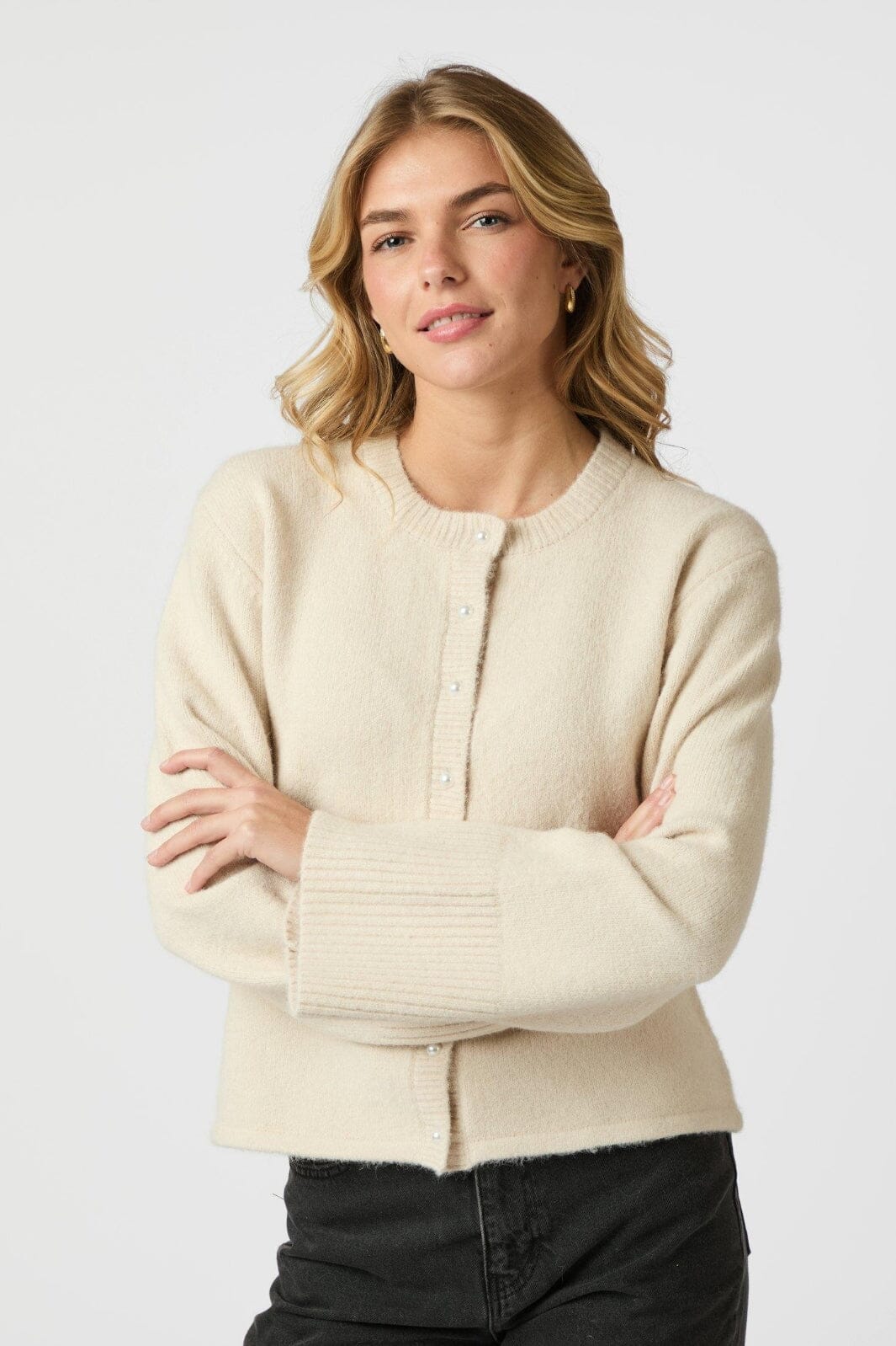 Neo Noir - Mixie Knit Cardigan 164837 - 124 - Ivory