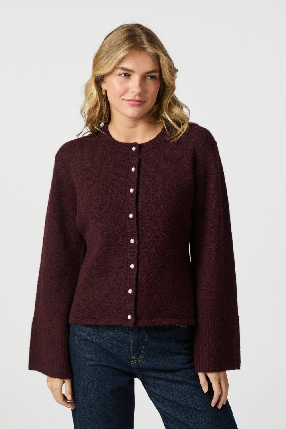 Neo Noir - Mixie Knit Cardigan 164837 - 682 - Wine