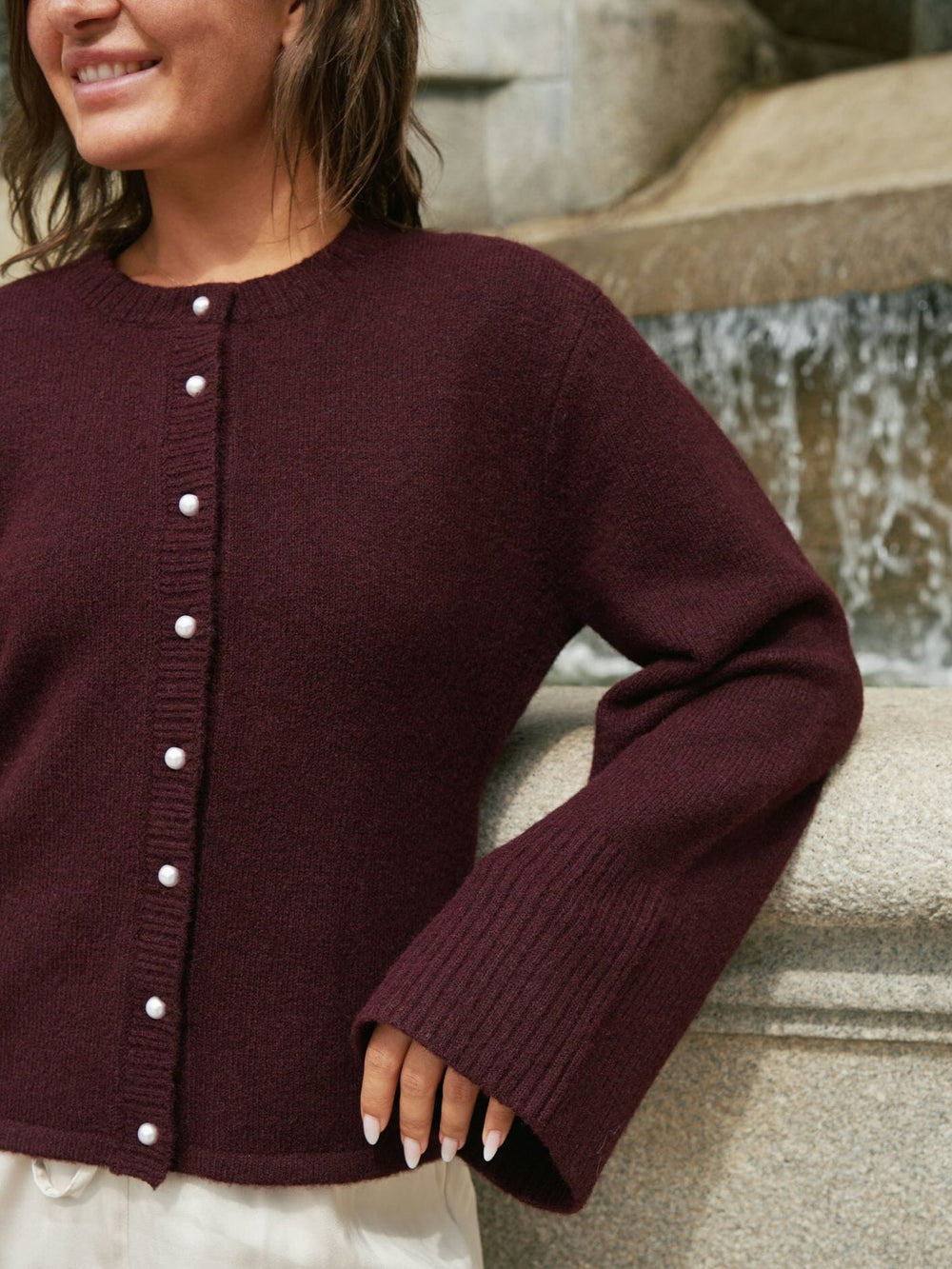 Neo Noir - Mixie Knit Cardigan 164837 - 682 - Wine Cardigans 