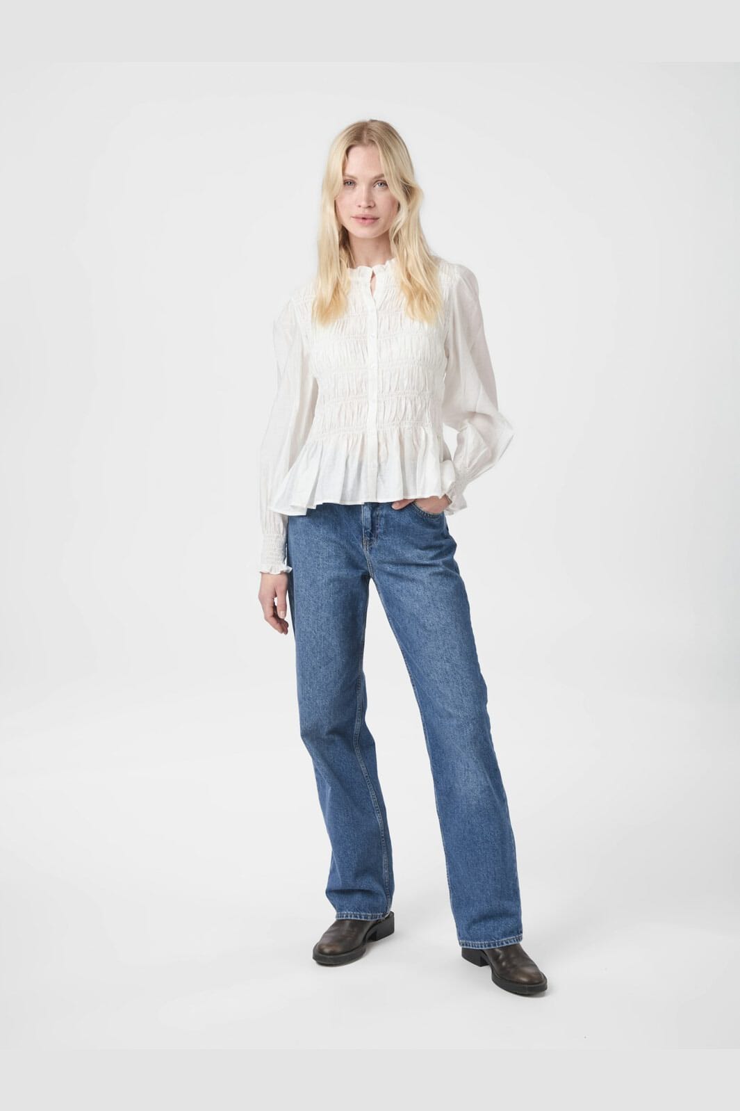 Neo Noir - Mocca Smock Blouse 166155 - 121 - Off White
