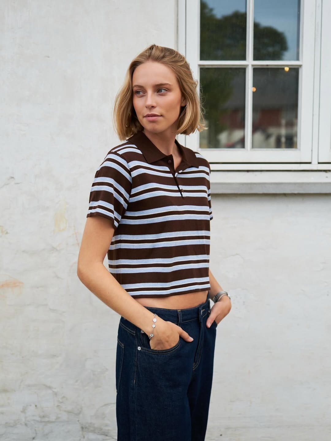 Neo Noir - Mulann Polo Knit Blouse 165966 - 676 - Dark Brown Bluser 