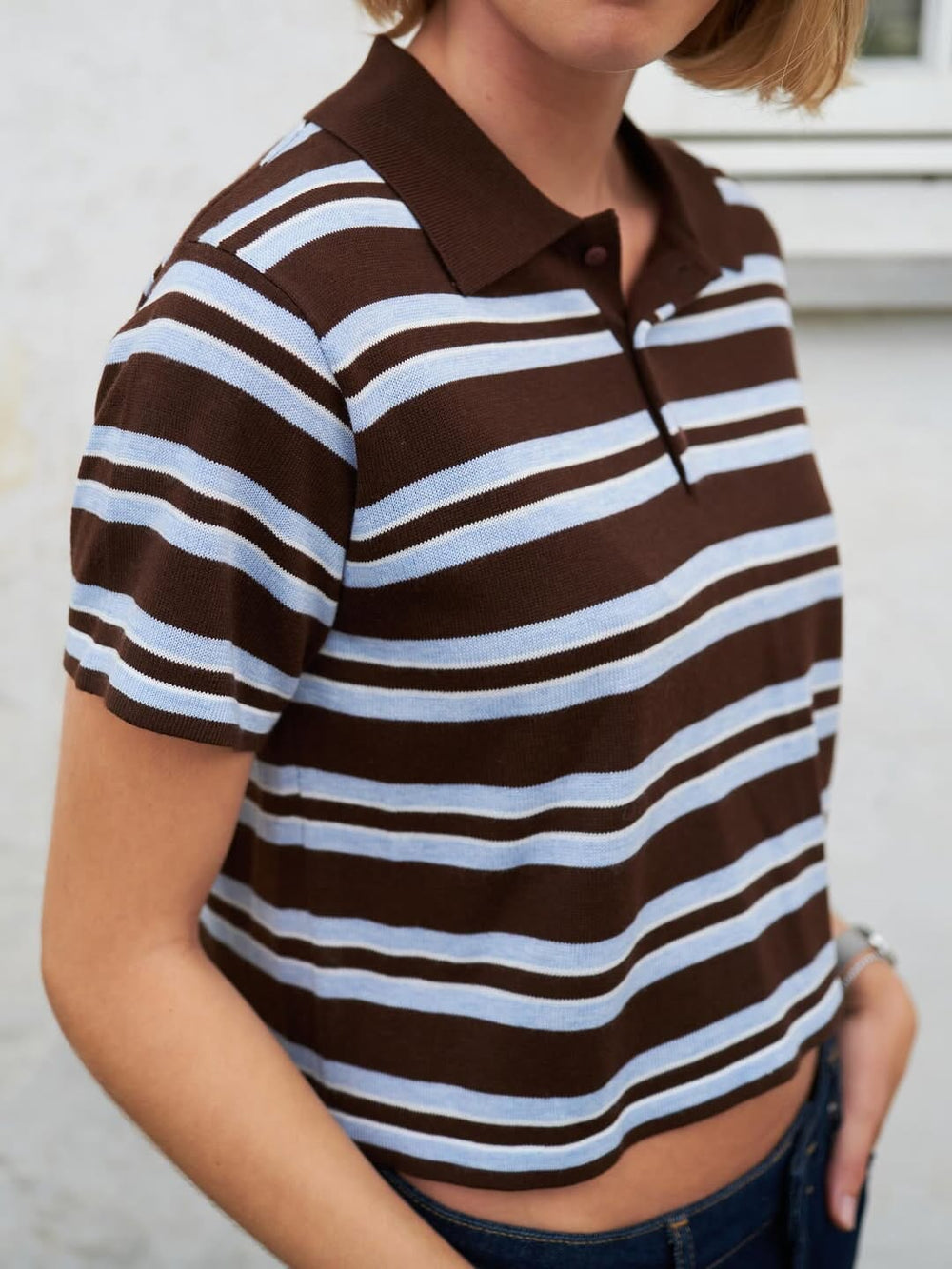 Neo Noir - Mulann Polo Knit Blouse 165966 - 676 - Dark Brown Bluser 