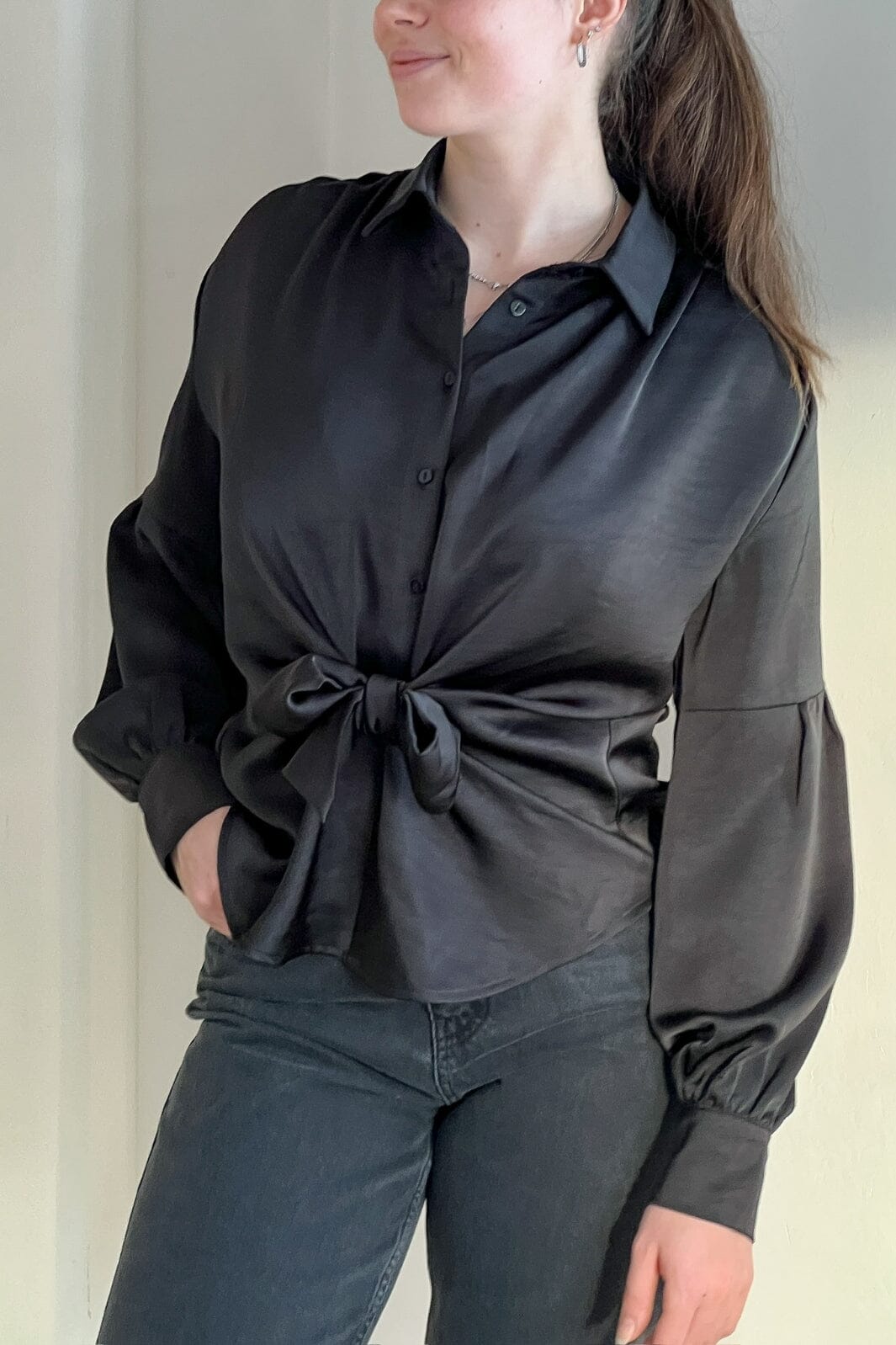 Neo Noir - Naja Satin Shirt - Black Skjorter 