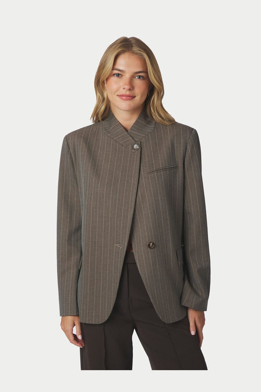 Neo Noir - Nerine Pinstripe Blazer 170127 - 811 - Dark Taupe