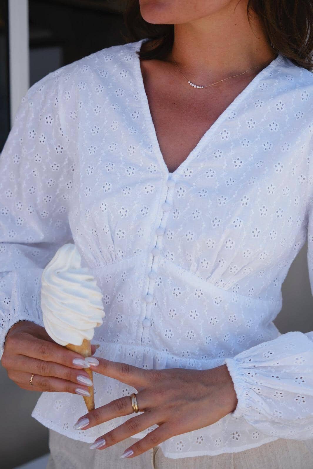 Neo Noir - Neroni Embroidery Blouse 166019 - 120 - White Bluser 