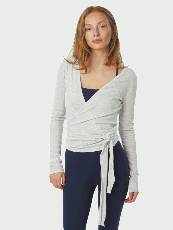 Neo Noir - Nia Jersey Wrap Blouse 165501 - 103 - Light Grey Melange Bluser 