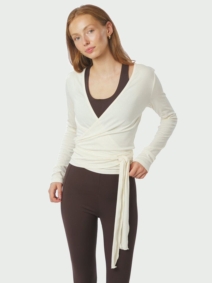 Neo Noir - Nia Jersey Wrap Blouse 165501 - 124 - Ivory Bluser 