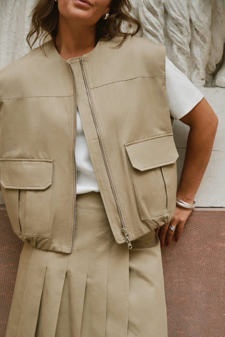 Neo Noir - Nnflo Balloon Twill Vest 167190 - 214 - Taupe Frakker 