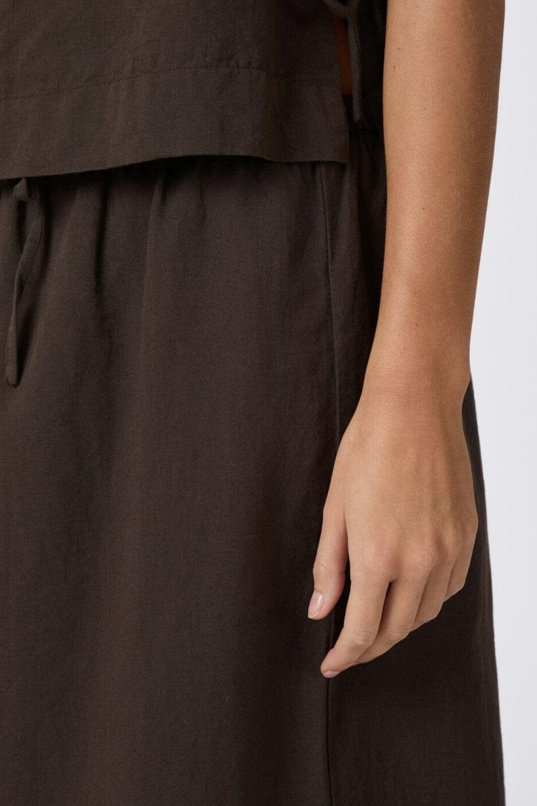 Neo Noir - Noa Linen Skirt 159936 - 676 - Dark Brown