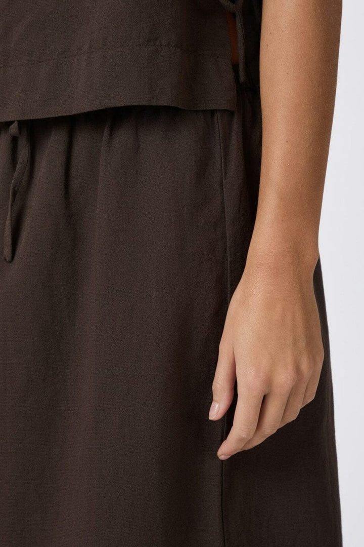 Neo Noir - Noa Linen Skirt 159936 - 676 - Dark Brown