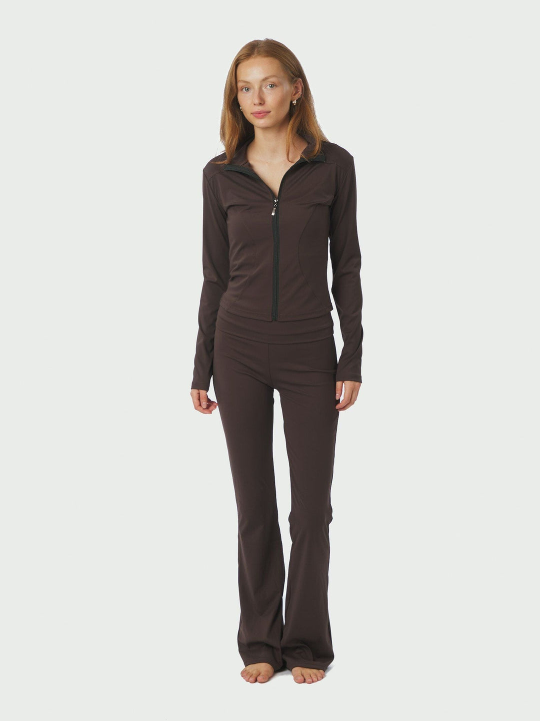 Neo Noir - Nolana Zip Blouse 167175 - 584 - Chocolate Brown Bluser 
