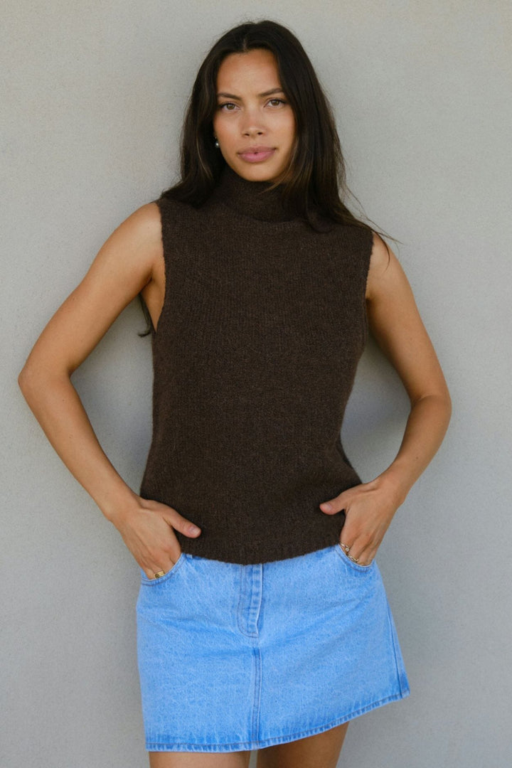 Neo Noir - Odelia Knit Top 161753 - 205 - Brown Melange Strikbluser 