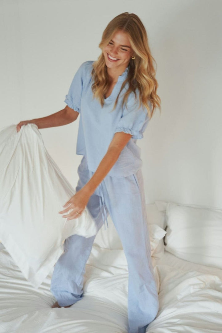 Neo Noir - Odesa Dot Stripe Blouse 166039 - 145 - Light Blue Bluser 