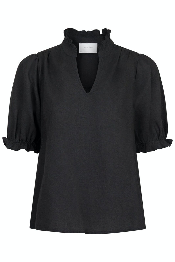 Neo Noir - Odesa Linen Blouse - Black Bluser 