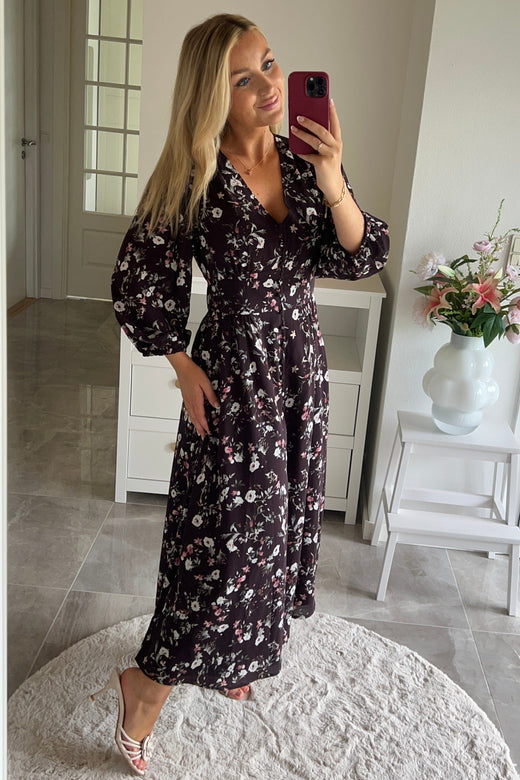 Neo Noir - Olana Blossomy Flower Dress 170667 - 210 - Brown Kjoler 