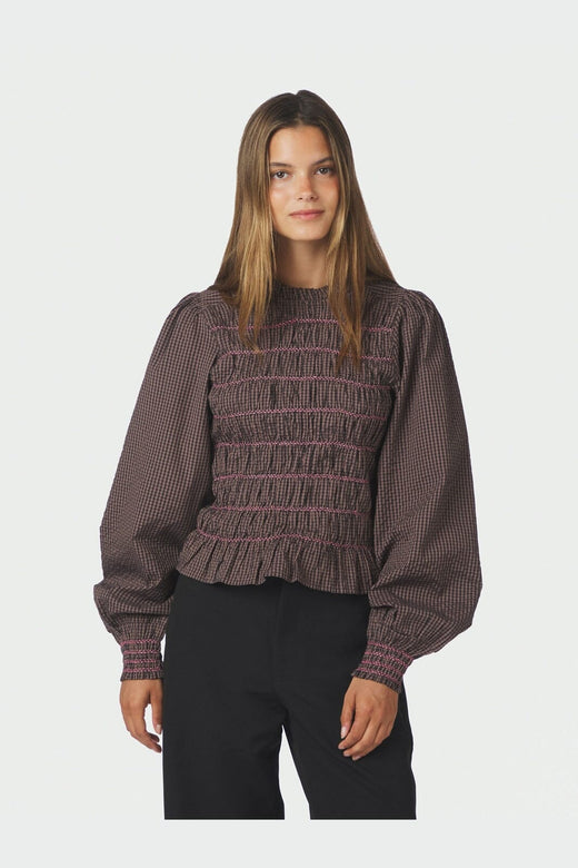 Neo Noir - Oliana Check Blouse 170534 - 306 - Dusty Brown