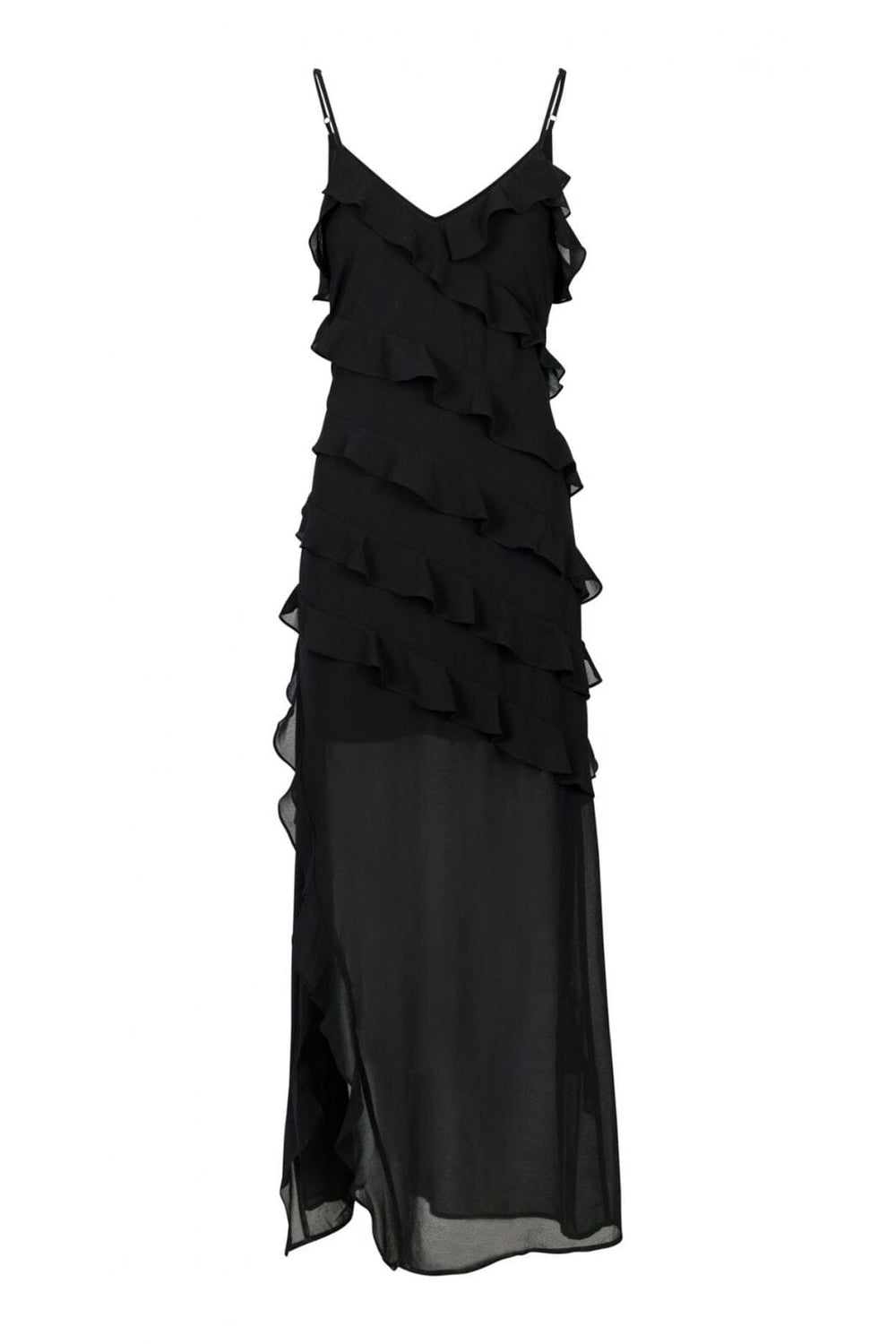 Neo Noir - Palazzo Frill Dress - Black Kjoler 