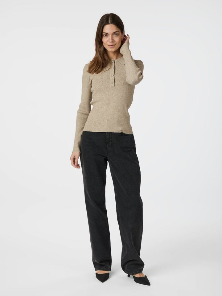 Neo Noir - Panama Knit Blouse 164017 - 976 - Beige Melange Bluser 