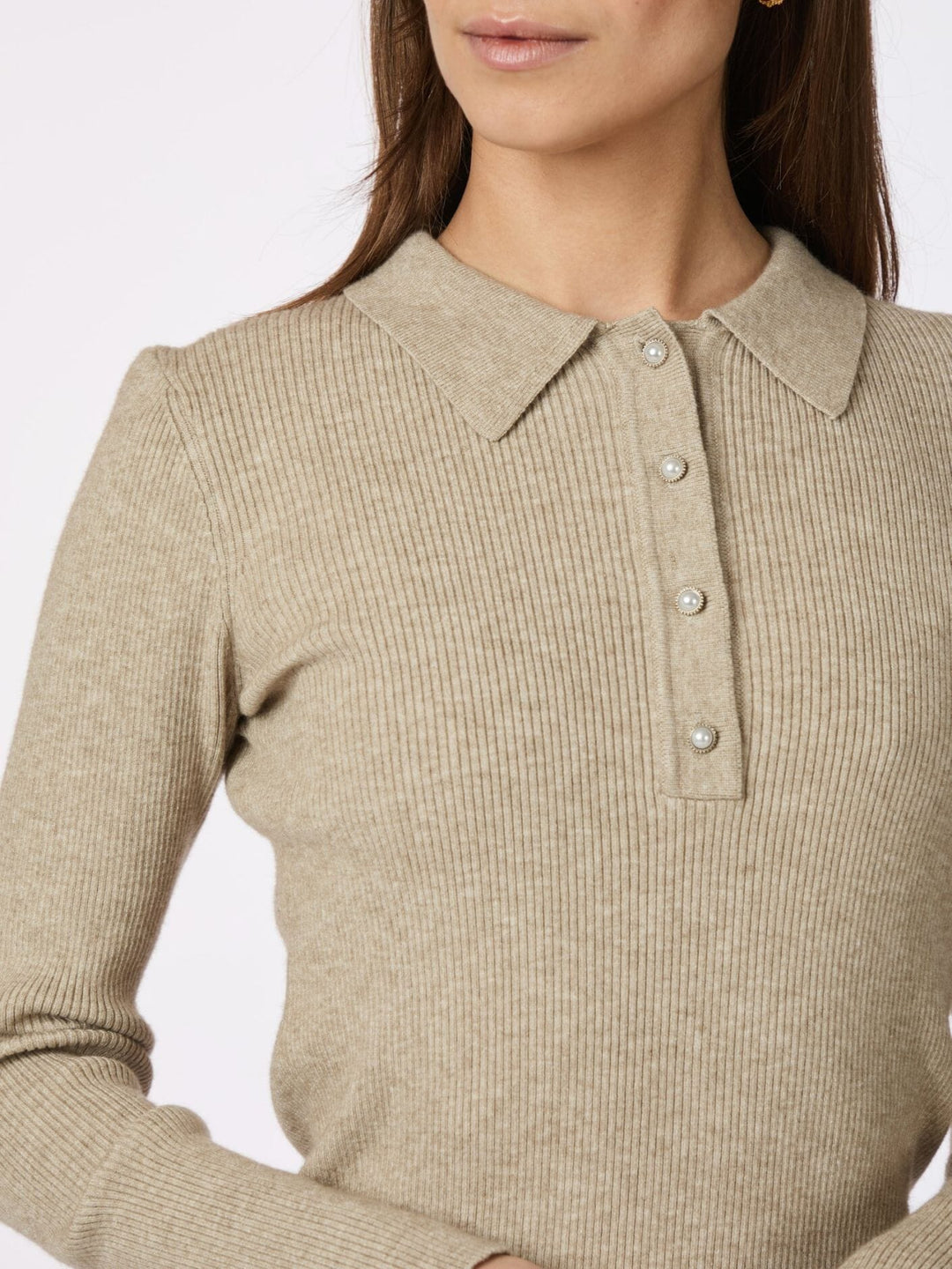 Neo Noir - Panama Knit Blouse 164017 - 976 - Beige Melange Bluser 