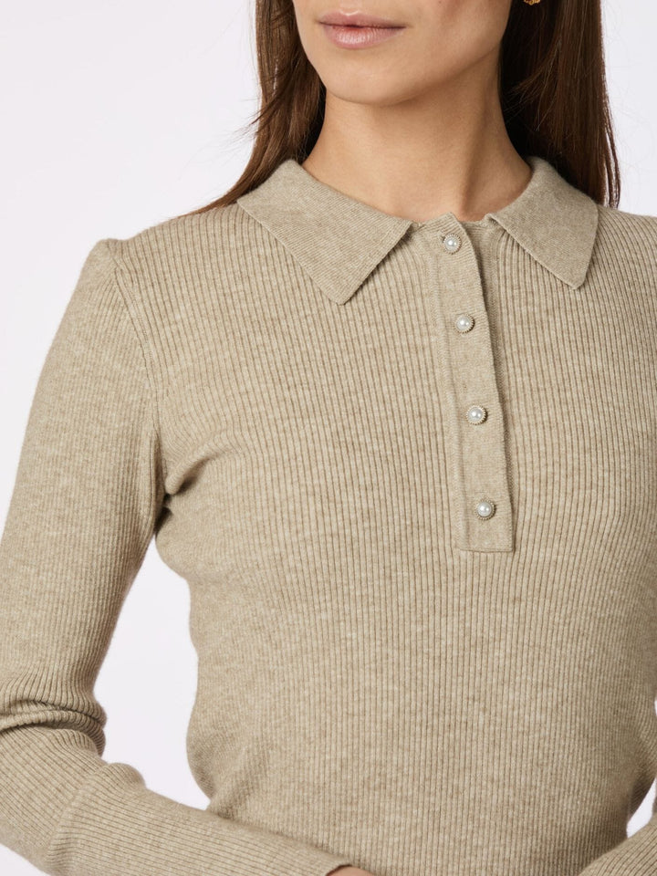 Neo Noir - Panama Knit Blouse 164017 - 976 - Beige Melange Bluser 