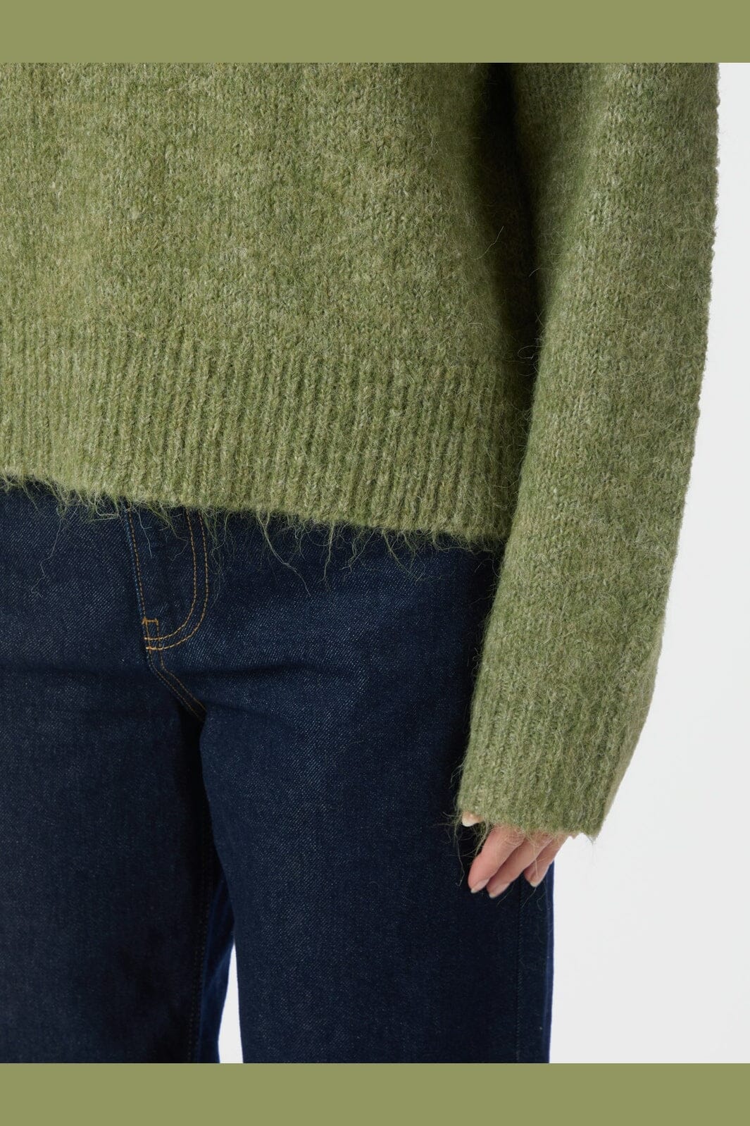 Neo Noir - Paulina Fluffy Knit Blouse 164729 - 723 - Dusty Green