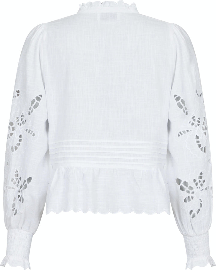 Neo Noir - Petrine Embroidery Blouse - White