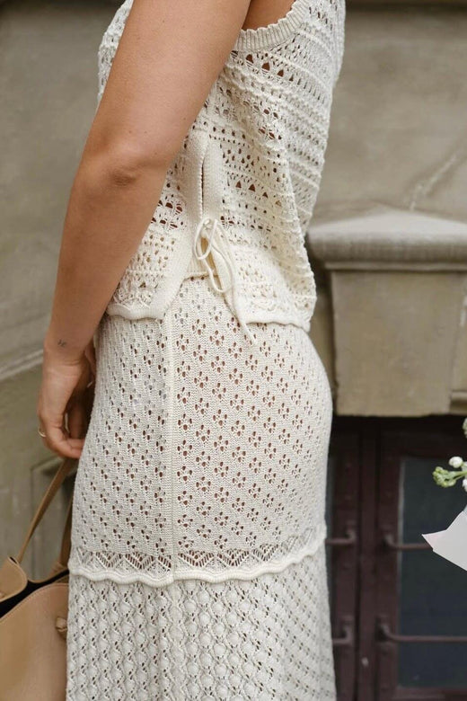 Neo Noir - Pillina Crochet Knit Skirt 165220 - 122 - Creme Nederdele 