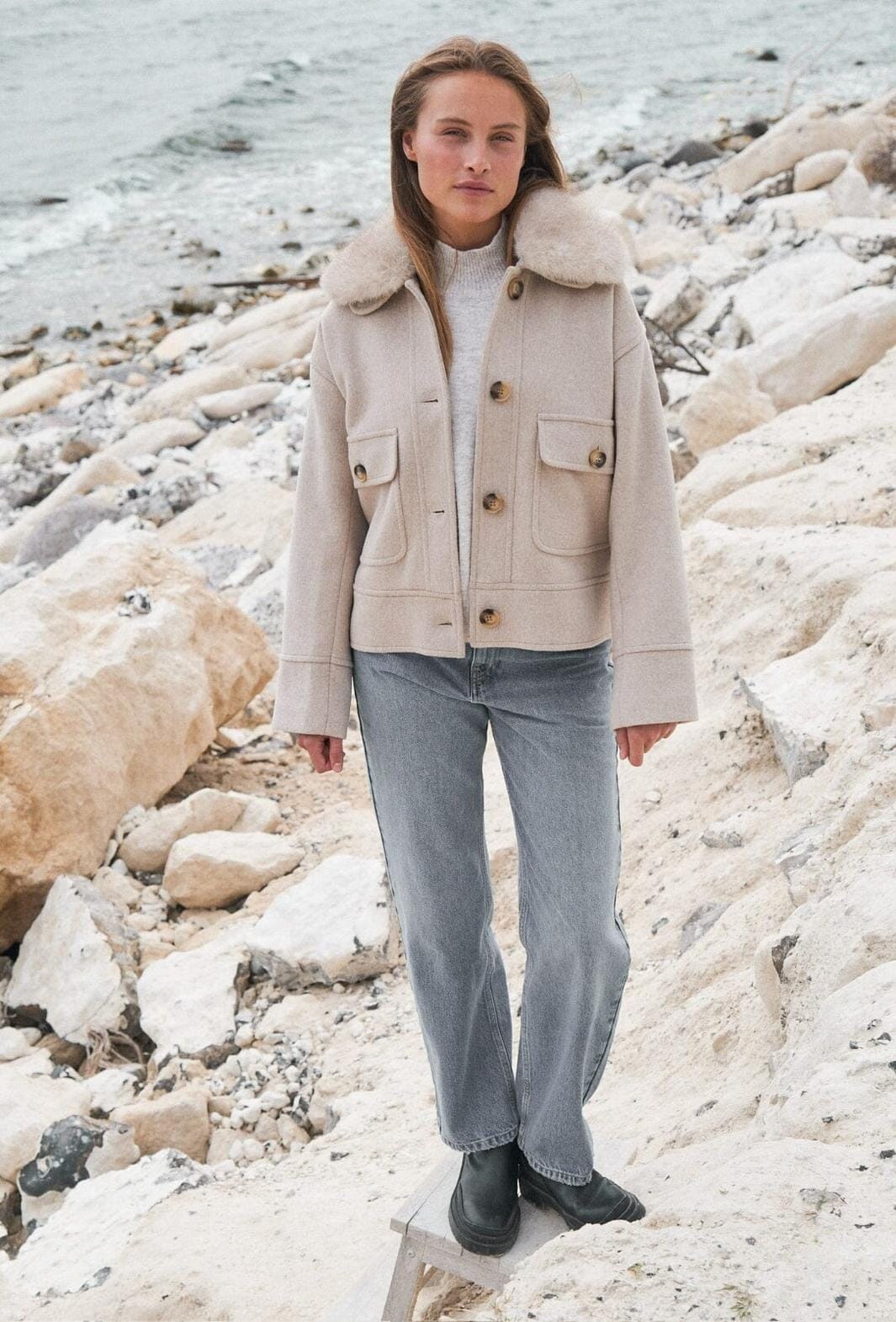 Neo Noir - Pitti Wool Jacket - Sand Jakker 