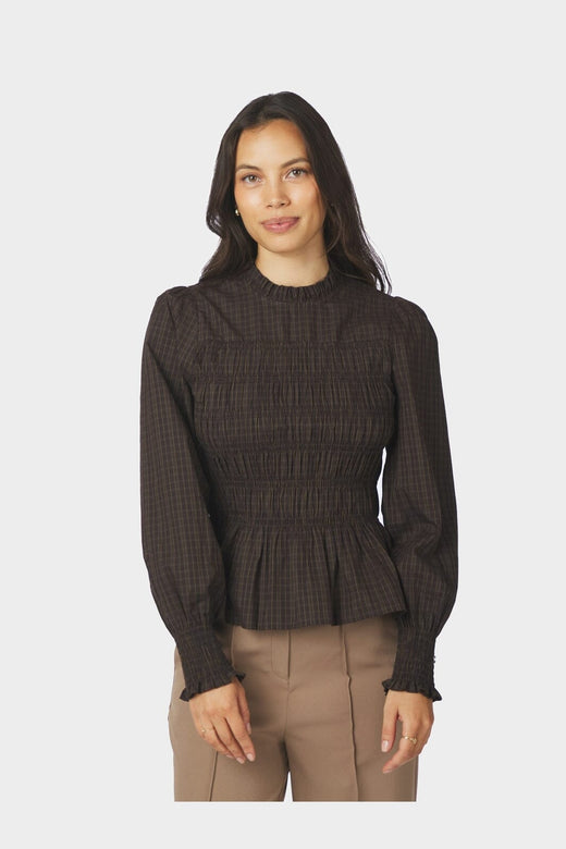 Neo Noir - Possa Big Check Blouse 170764 - 980 - Brown Check