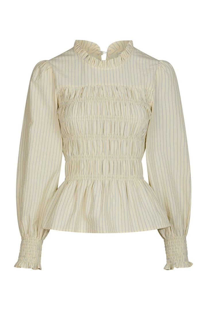 Neo Noir - Possa Crepe Stripe Blouse 166413 - 191 - Light Yellow