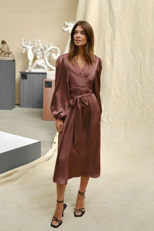 Neo Noir - Rimini Heavy Sateen Dress 163039 - 393 - Dark Rose Kjoler 