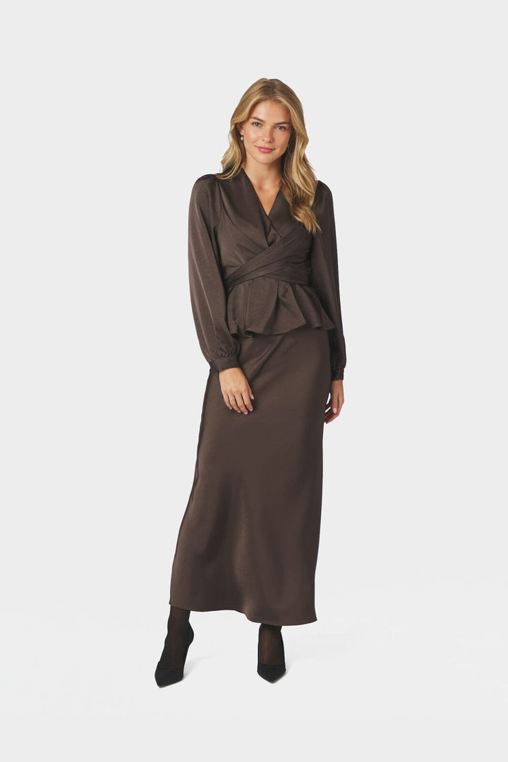 Neo Noir - Rista Heavy Sateen Blouse 164803 - 676 - Dark Brown