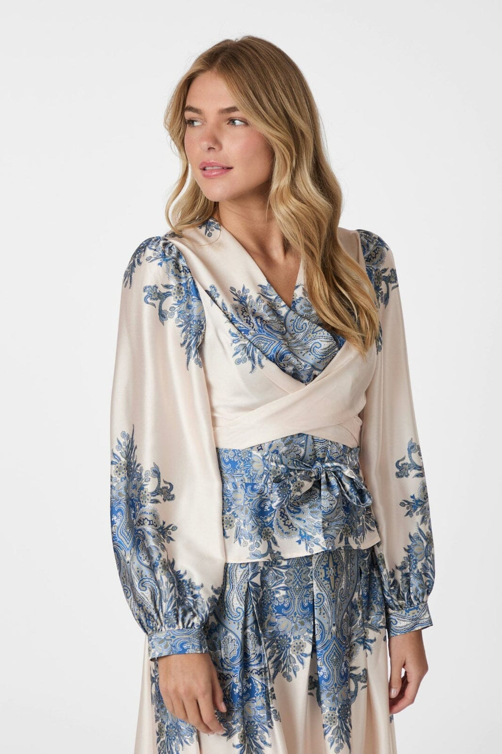 Neo Noir - Rista Paisley Border Blouse 166206 - 348 - Ash Blue