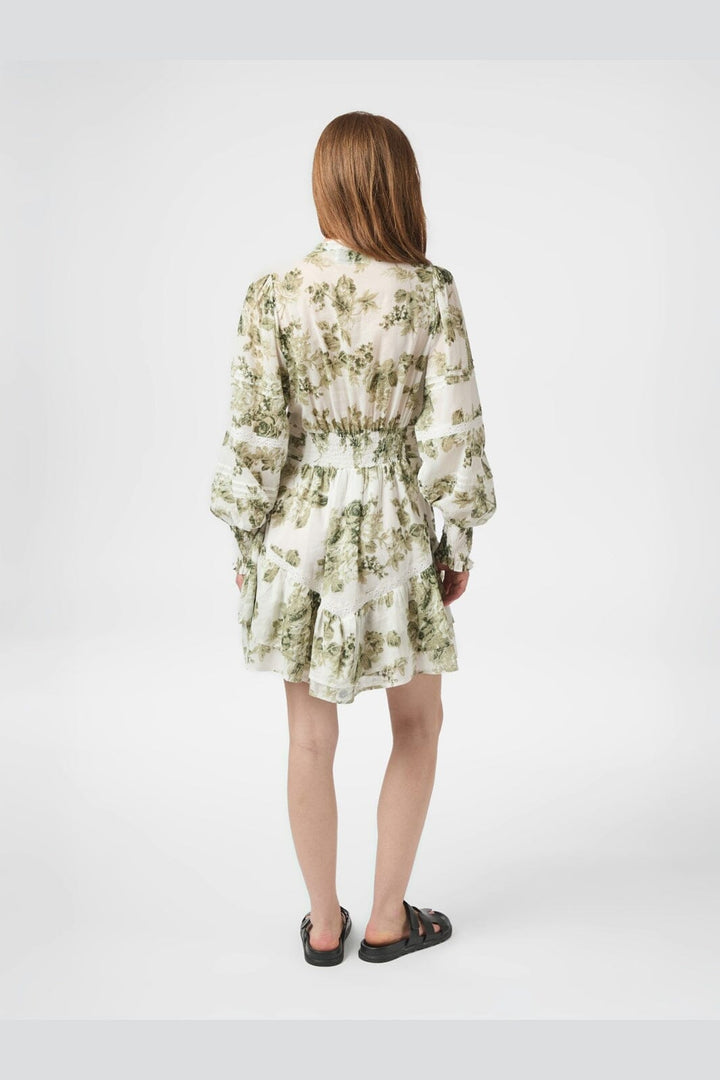 Neo Noir - Roberta Flower Flow Dress 165425 - 340 - Sage Green