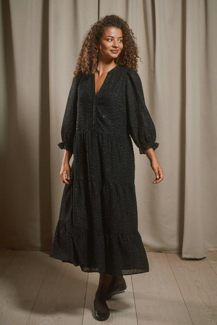Neo Noir - Robyn Deco Chiffon Dress 171008 - 100 - Black