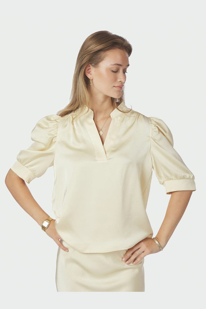Neo Noir - Roella Heavy Sateen Blouse 162590 - 191 - Light Yellow