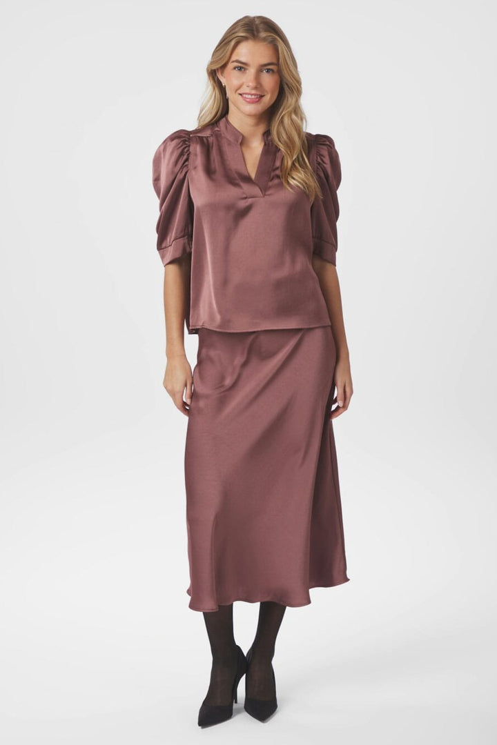 Neo Noir - Roella Heavy Sateen Blouse 162590 - 393 - Dark Rose