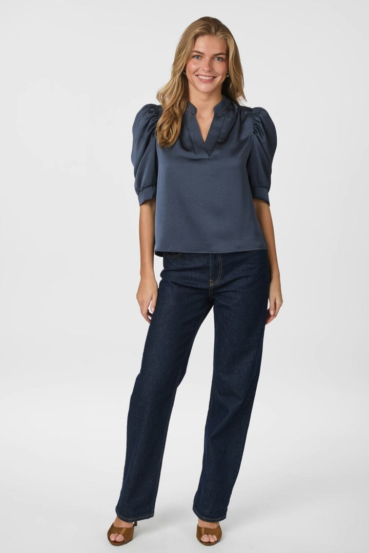 Neo Noir - Roella Heavy Sateen Blouse 162590 - 678 - Midnight Blue