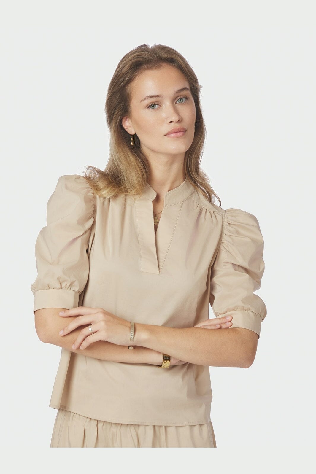 Neo Noir - Roella Poplin Blouse 164283 - 125 - Dark Sand