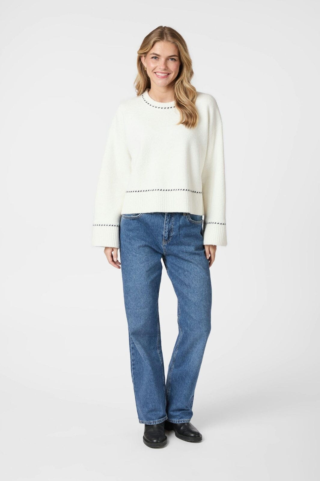 Neo Noir - Roeme Knit Stitch Blouse 164818 - 121 - Off White