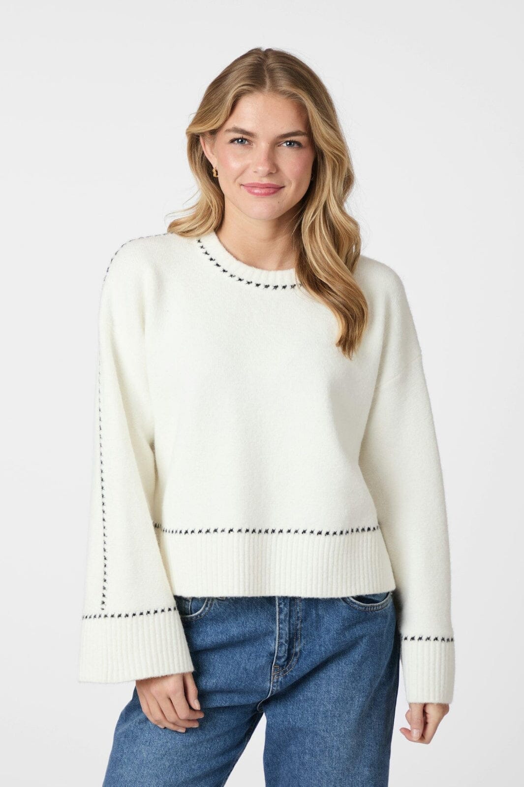 Neo Noir - Roeme Knit Stitch Blouse 164818 - 121 - Off White