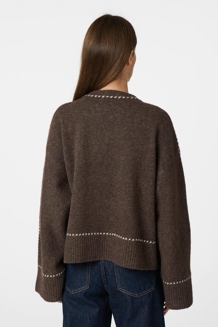 Neo Noir - Roeme Knit Stitch Blouse 164818 - 205 - Brown Melange