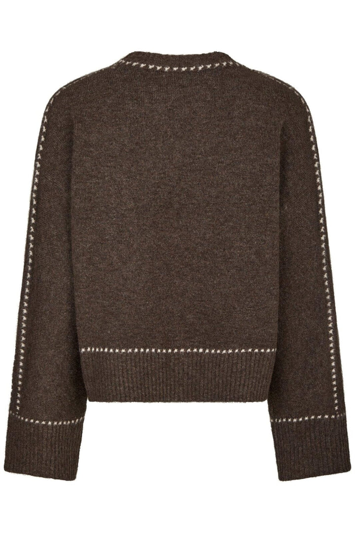 Neo Noir - Roeme Knit Stitch Blouse 164818 - 205 - Brown Melange