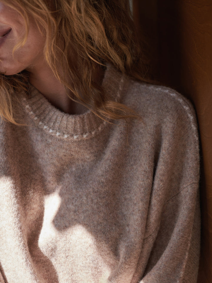 Neo Noir - Roeme Knit Stitch Blouse 164818 - 976 - Beige Melange Bluser 
