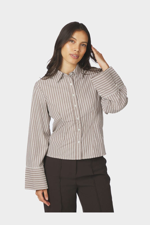 Neo Noir - Rosa Double Mix Stripe Shirt 170949 - 306 - Dusty Brown
