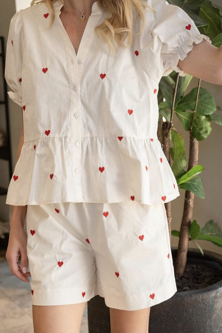 Neo Noir - Sakuri Hearts Shorts - Creme Shorts 