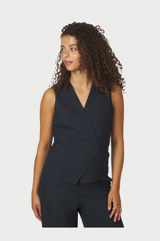 Neo Noir - Samara Melange Waistcoat 165293 - 141 - Navy