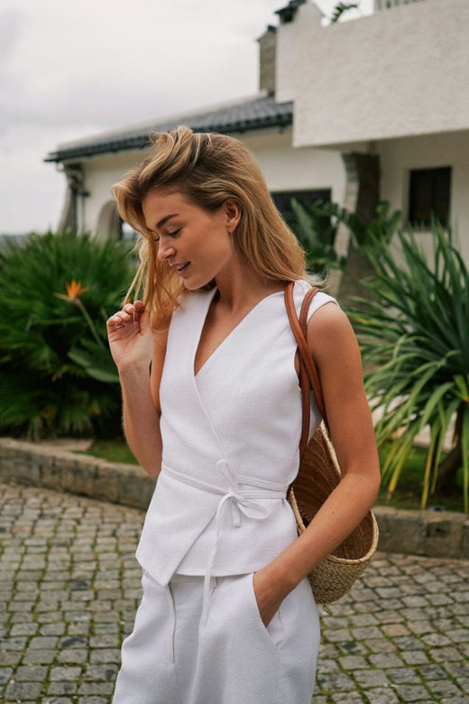 Neo Noir - Samara Ramie Waistcoat 165105 - 121 - Off White Veste 